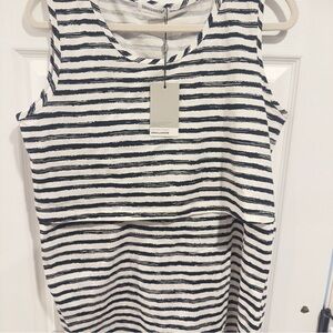 SMALLSHOW Women's Striped Tank Top in White and Black